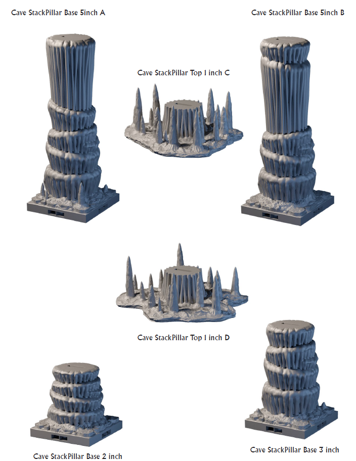 Cavern Stacking Pillars - Lost Dungeons - DragonLock - DND - Pathfinder - RPG - Dungeon & Dragons - 28 mm/ 1" - Terrain - Fat Dragon Games