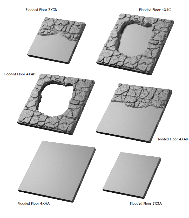 Flooded Caverns - Lost Dungeons - DragonLock - DND - Pathfinder - RPG - Dungeon & Dragons - 28 mm/ 1" - Terrain - Fat Dragon Games