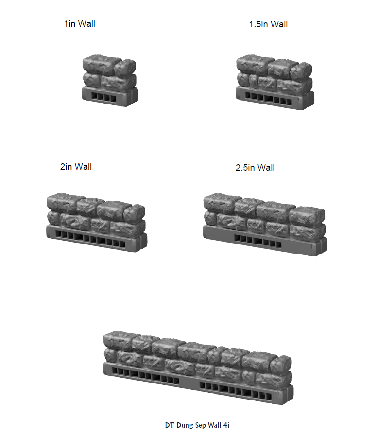 Dungeons Separate Walls - 28 mm / 1" - DragonLock - DND - Pathfinder - RPG - Dungeon & Dragons - Terrain - Fat Dragon Games