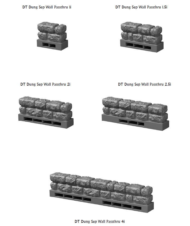 Dungeons Separate Walls - 28 mm / 1" - DragonLock - DND - Pathfinder - RPG - Dungeon & Dragons - Terrain - Fat Dragon Games