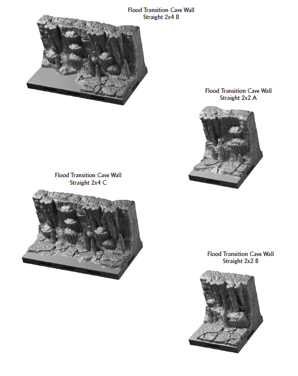 Flooding Cave Straight Walls - 28 mm / 1" - DragonLock - DND - Pathfinder - RPG - Dungeon & Dragons - Terrain - Fat Dragon Games