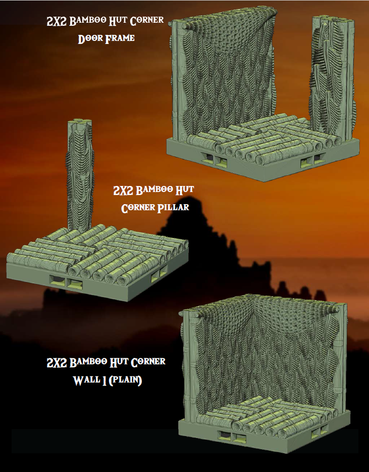 Raised Bamboo Huts Part 1 - Pathfinder - Dungeons & Dragons - RPG - Tabletop-Terrain - 28 mm / 1"- Aether Studios