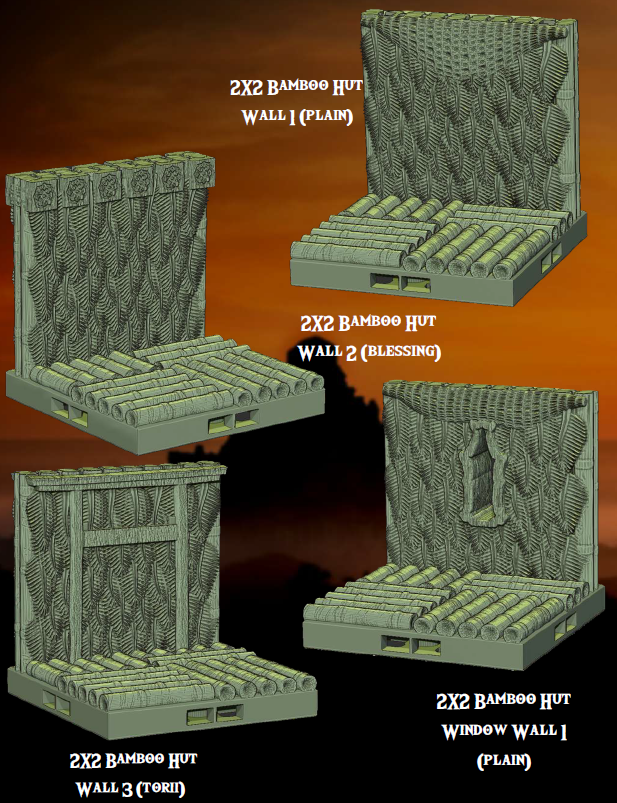 Raised Bamboo Huts Part 1 - Pathfinder - Dungeons & Dragons - RPG - Tabletop-Terrain - 28 mm / 1"- Aether Studios