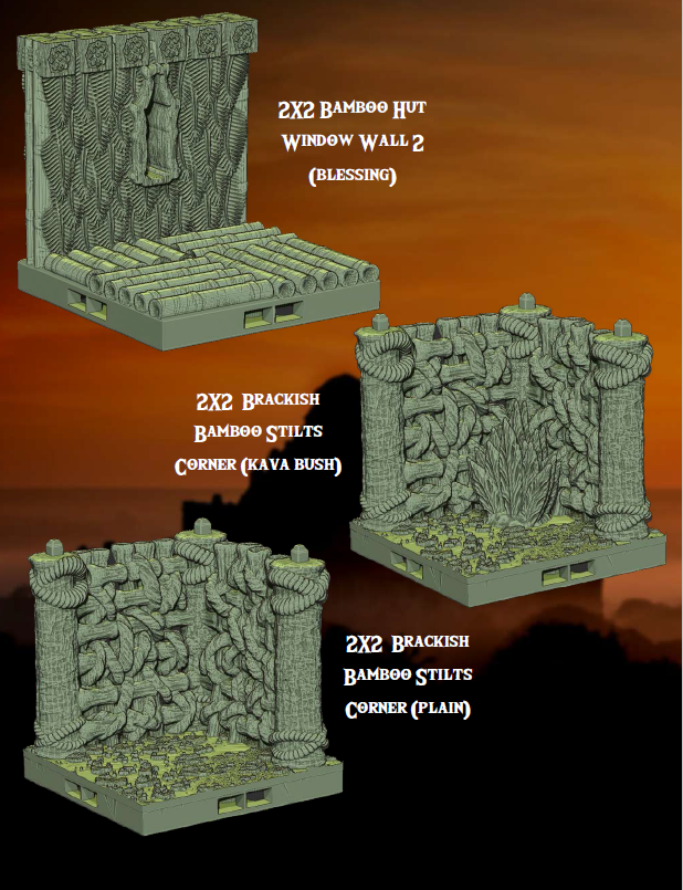 Raised Bamboo Huts Part 1 - Pathfinder - Dungeons & Dragons - RPG - Tabletop-Terrain - 28 mm / 1"- Aether Studios