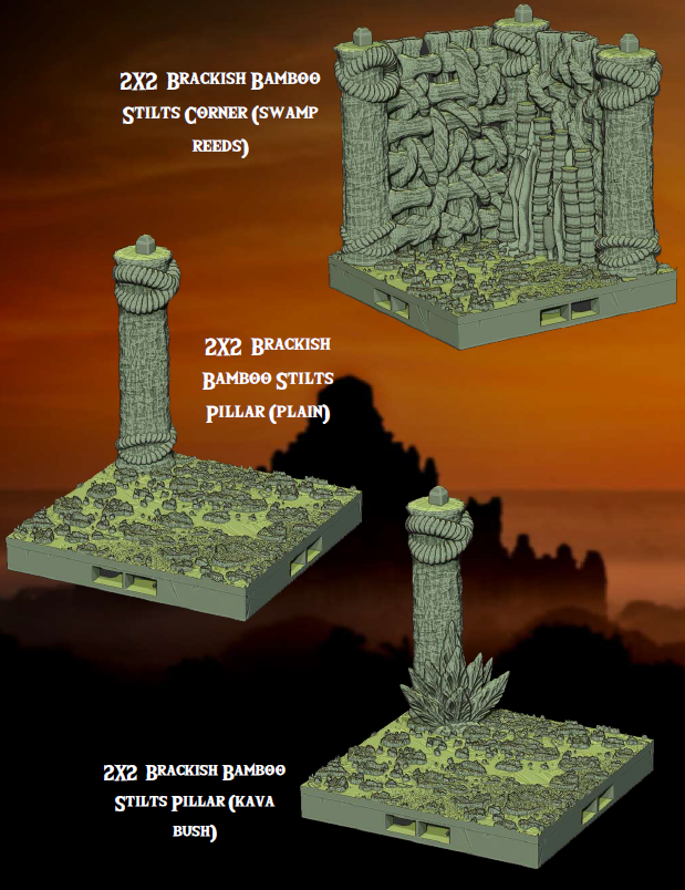 Raised Bamboo Huts Part 1 - Pathfinder - Dungeons & Dragons - RPG - Tabletop-Terrain - 28 mm / 1"- Aether Studios