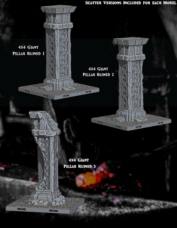 Dwarven Kingdom Giant Pillars - Pathfinder - Dungeons & Dragons - RPG - Tabletop-Terrain - 28 mm / 1"- Aether Studios