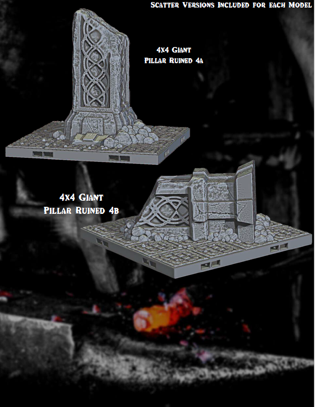 Dwarven Kingdom Giant Pillars - Pathfinder - Dungeons & Dragons - RPG - Tabletop-Terrain - 28 mm / 1"- Aether Studios