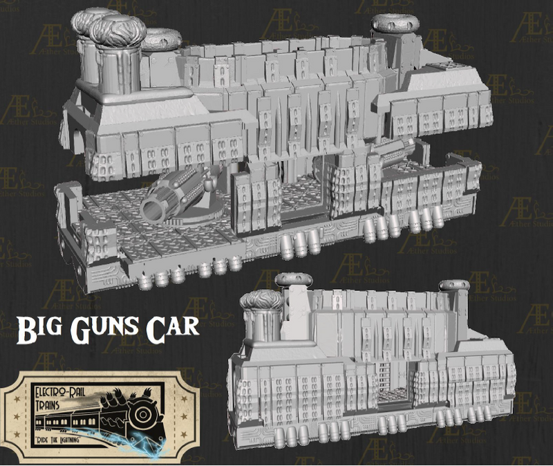 Electro Rail Big Guns Car - Pathfinder - Dungeons & Dragons - RPG - Tabletop-Terrain - 28 mm / 1"- Aether Studios