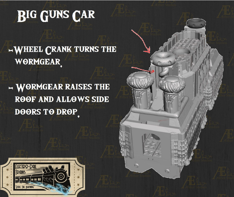 Electro Rail Big Guns Car - Pathfinder - Dungeons & Dragons - RPG - Tabletop-Terrain - 28 mm / 1"- Aether Studios