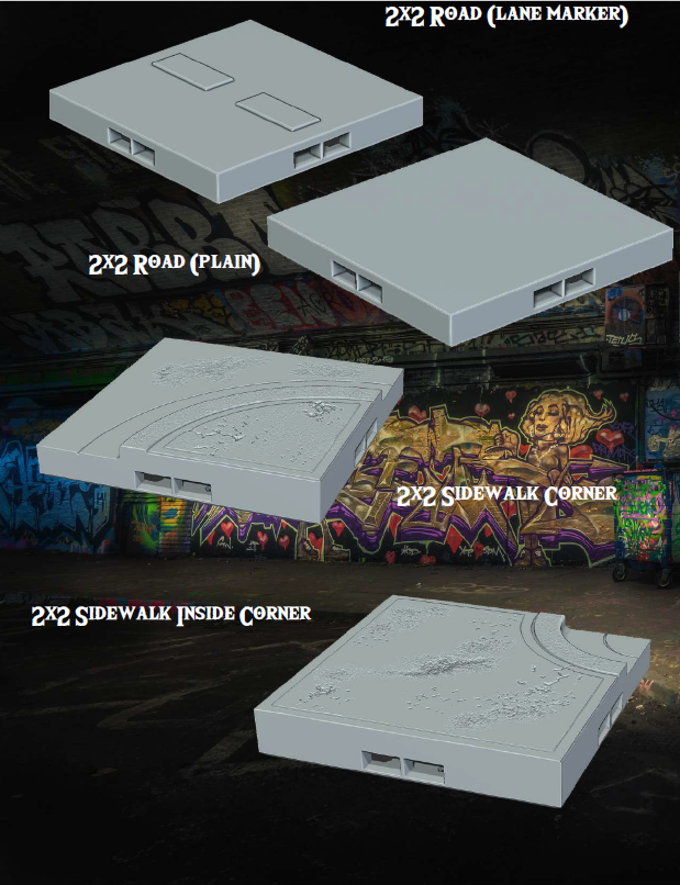 Urban Roads and Sidewalks Part 1 - Pathfinder - Dungeons & Dragons - RPG - Tabletop-Terrain - 28 mm / 1"- Aether Studios