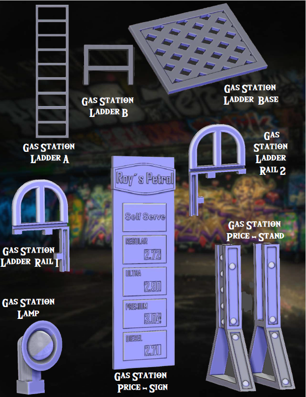 Gas Station Part 2 - Pathfinder - Dungeons & Dragons - RPG - Tabletop-Terrain - 28 mm / 1"- Aether Studios