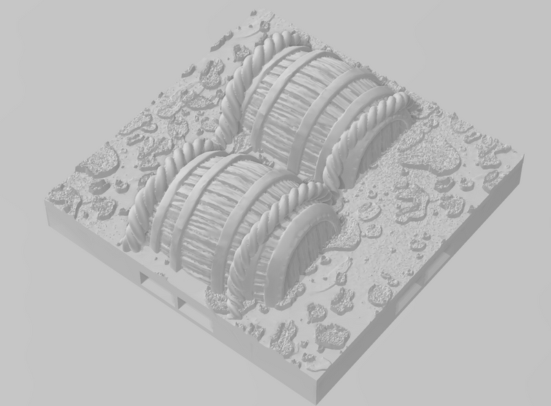 Barrel Bridges - Pathfinder - Dungeons & Dragons - RPG - Tabletop-Terrain - 28 mm / 1"- Aether Studios