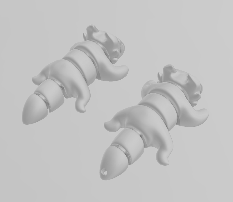 Baby Dragon 2 - Articulated - Keychain - Desk Ornament - ZOU3D