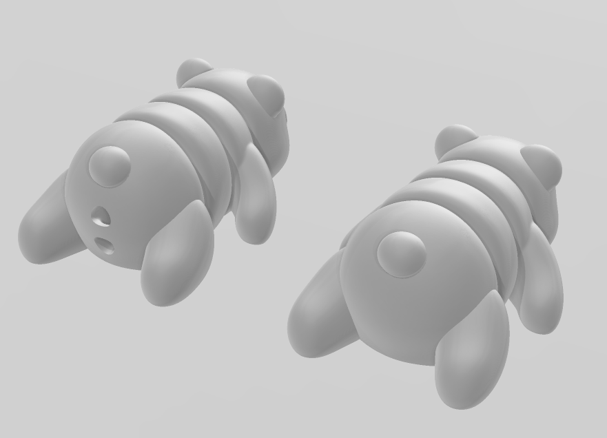 Articulated Baby Panda - Articulated - Keychain - Desk Ornament - ZOU3D