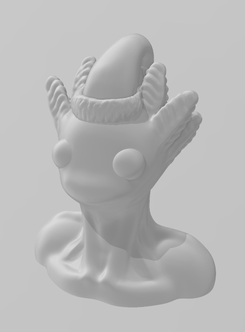 Christmas Alien Axolotl Bust - Articulated - Keychain - Desk Ornament - ZOU3D