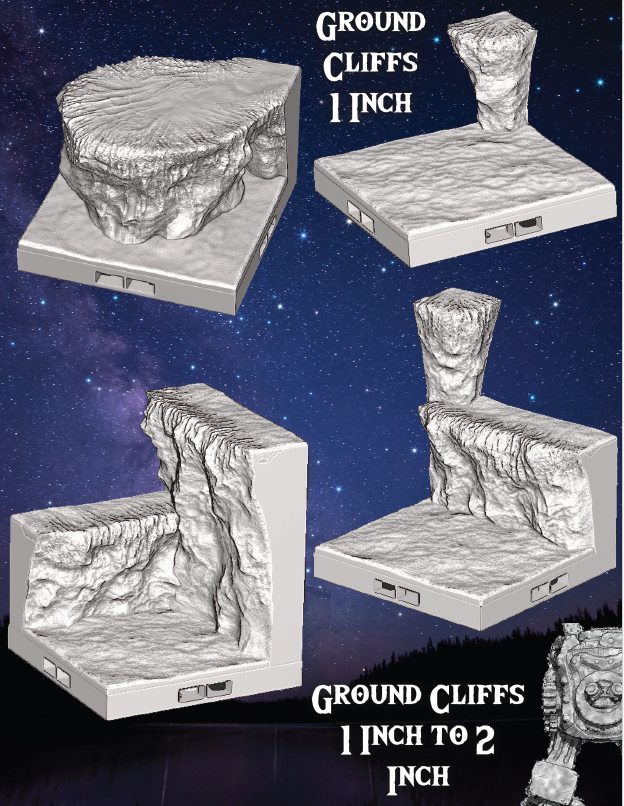 Ground Cliffs Part 1 - Pathfinder - Dungeons & Dragons - RPG - Tabletop -Terrain - 28 mm / 1"- Aether Studios