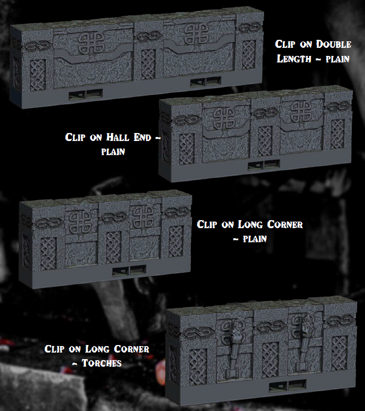 Dwarven Clip on Walls - Pathfinder - Dungeons & Dragons - RPG - Tabletop -Terrain - 28 mm / 1"- Aether Studios