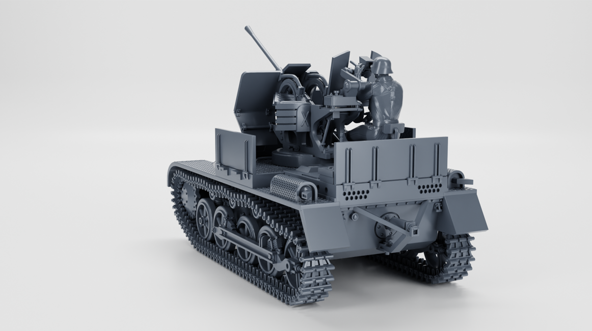 Flakpanzer I - 2cm Flak 38(Sf.) auf Panzer I Ausf.A+Gunner - WWII - German Army -  wargame3d- 28mm Scale
