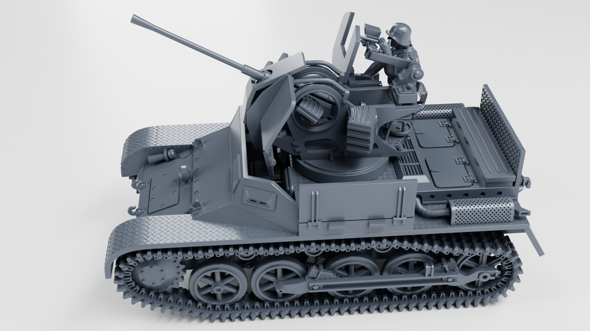 Flakpanzer I - 2cm Flak 38(Sf.) auf Panzer I Ausf.A+Gunner - WWII - German Army -  wargame3d- 28mm Scale