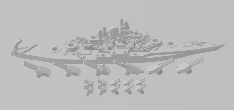 Tennessee - US Navy - Rotating Turret - Wargaming - Naval Miniature
