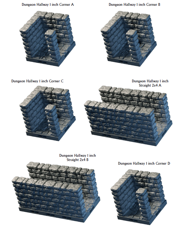 Dungeon Corner Hallways - Lost Dungeons - DragonLock - DND - Pathfinder - RPG - Dungeon & Dragons - 28 mm/ 1" - Terrain - Fat Dragon Games