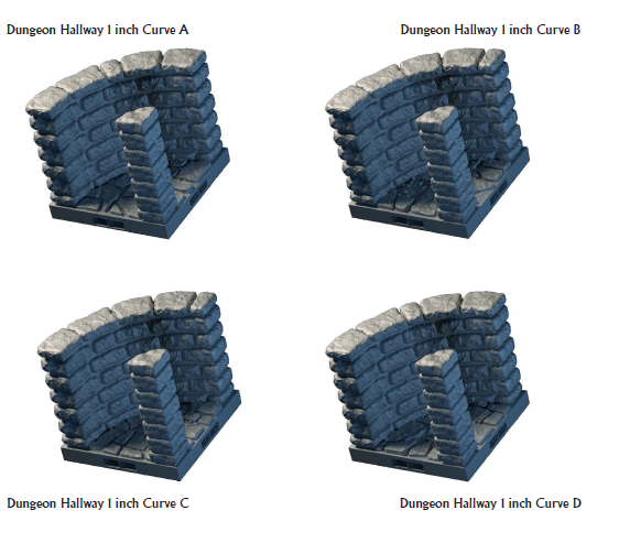 Dungeon Corner Hallways - Lost Dungeons - DragonLock - DND - Pathfinder - RPG - Dungeon & Dragons - 28 mm/ 1" - Terrain - Fat Dragon Games