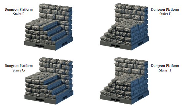 Dungeon Stair Platforms- Lost Dungeons - DragonLock - DND - Pathfinder - RPG - Dungeon & Dragons - 28 mm/ 1" - Terrain - Fat Dragon Games