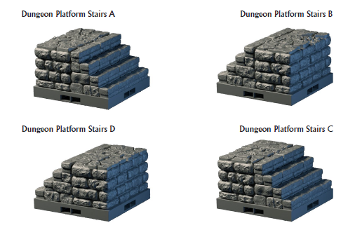 Dungeon Stair Platforms- Lost Dungeons - DragonLock - DND - Pathfinder - RPG - Dungeon & Dragons - 28 mm/ 1" - Terrain - Fat Dragon Games