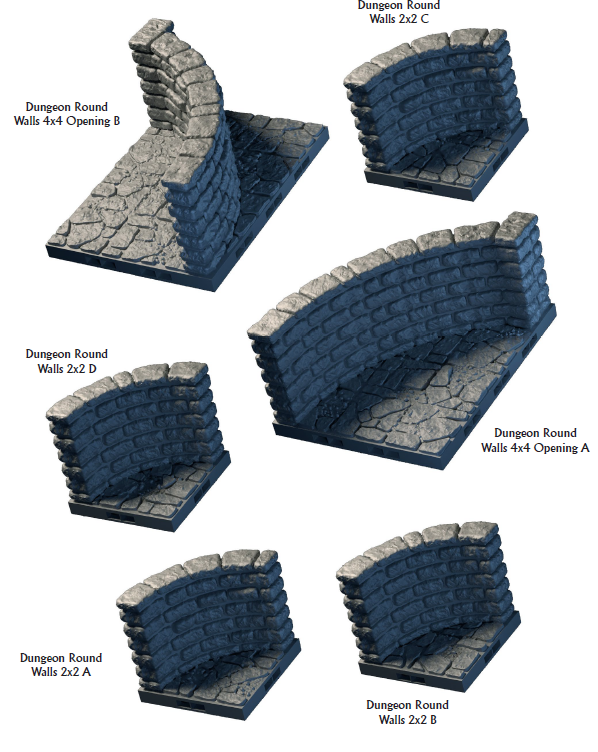 Rounded Walls - Lost Dungeons - DragonLock - DND - Pathfinder - RPG - Dungeon & Dragons - 28 mm/ 1" - Terrain - Fat Dragon Games