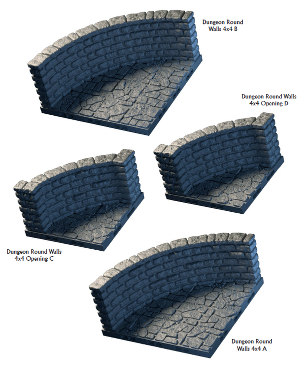 Rounded Walls - Lost Dungeons - DragonLock - DND - Pathfinder - RPG - Dungeon & Dragons - 28 mm/ 1" - Terrain - Fat Dragon Games