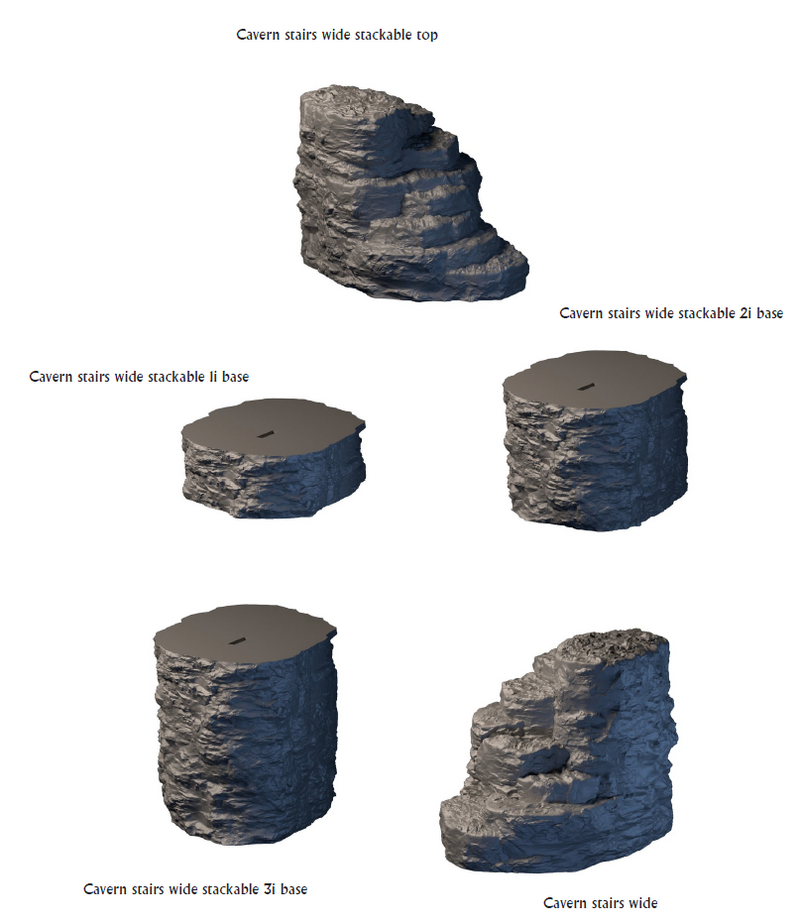 Cavern Modular Stairs - Lost Dungeons - DragonLock - DND - Pathfinder - RPG - Dungeon & Dragons - 28 mm/ 1" - Terrain - Fat Dragon Games