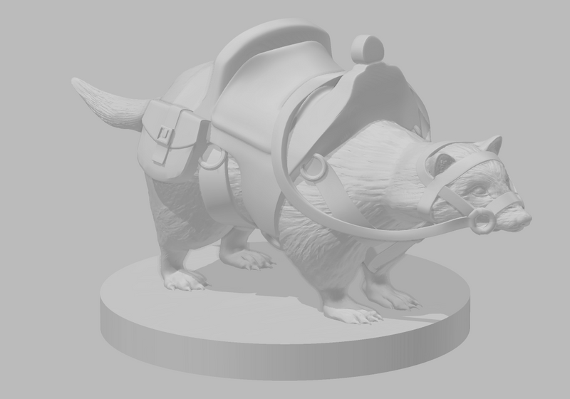 Giant Badger Mount - DND - Pathfinder - Dungeons & Dragons - RPG - Tabletop - mz4250- Miniature-28mm-1"Scale