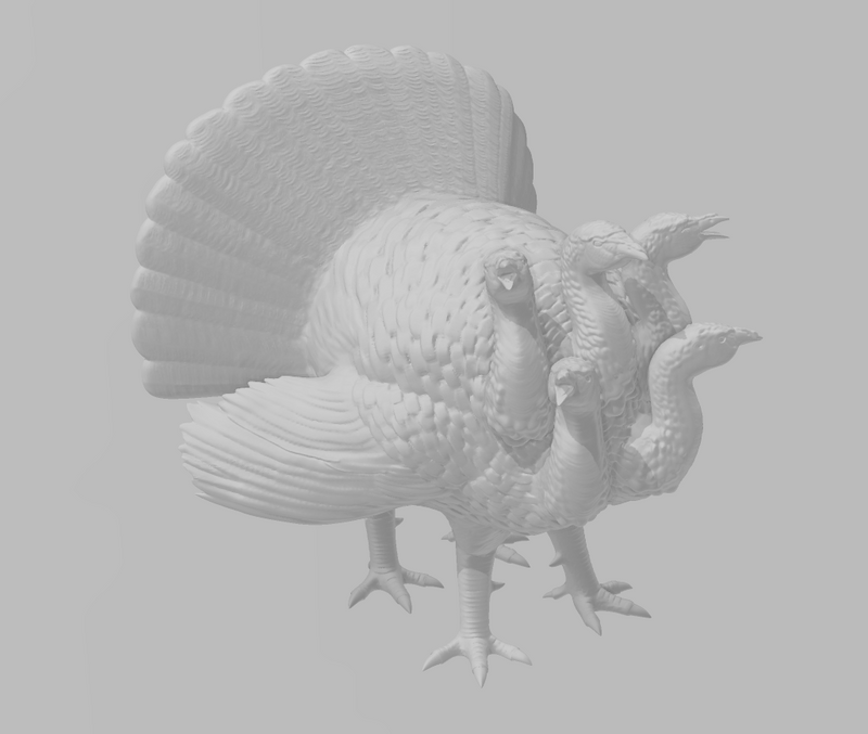 Turkey Hydra - DND - Pathfinder - Dungeons & Dragons - RPG - Tabletop - mz4250- Miniature-28mm-1"Scale