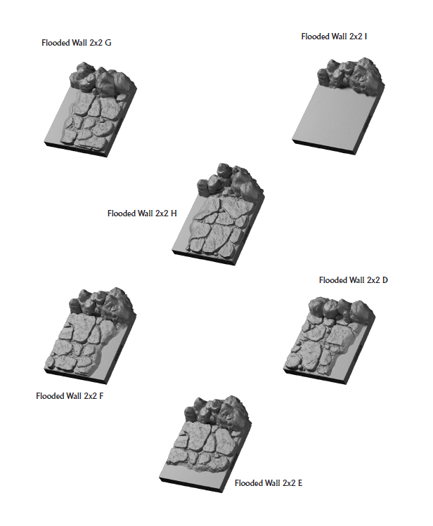 Flooded Caverns Walls 2x2 - 28 mm / 1" - DragonLock - DND - Pathfinder - RPG - Dungeon & Dragons - Terrain - Fat Dragon Games