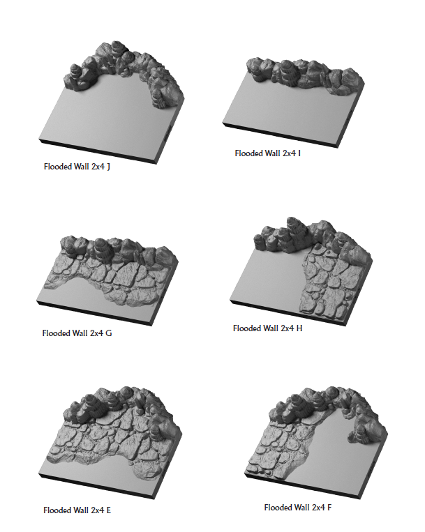 Flooded Caverns Walls 2x4 - 28 mm / 1" - DragonLock - DND - Pathfinder - RPG - Dungeon & Dragons - Terrain - Fat Dragon Games