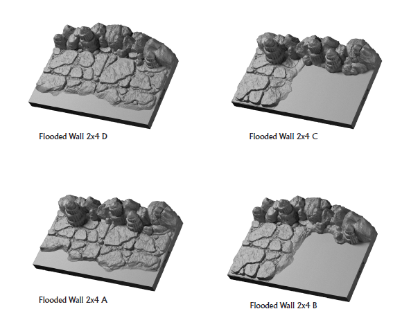Flooded Caverns Walls 2x4 - 28 mm / 1" - DragonLock - DND - Pathfinder - RPG - Dungeon & Dragons - Terrain - Fat Dragon Games
