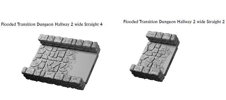 Flooded Transitional Hallway 2in - 28 mm / 1" - DragonLock - DND - Pathfinder - RPG - Dungeon & Dragons - Terrain - Fat Dragon Games