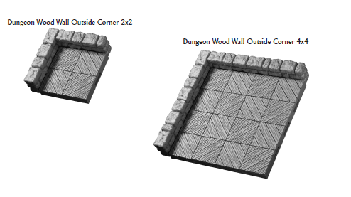 Dungeon Wood Inside and Outside Corners - 28 mm / 1" - DragonLock - DND - Pathfinder - RPG - Dungeon & Dragons - Terrain - Fat Dragon Games