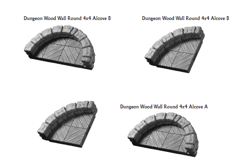 Dungeon Wood Wall Rounds - 28 mm / 1" - DragonLock - DND - Pathfinder - RPG - Dungeon & Dragons - Terrain - Fat Dragon Games