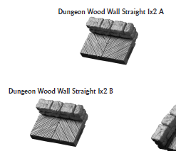 Dungeon Wood Wall Straights - 28 mm / 1" - DragonLock - DND - Pathfinder - RPG - Dungeon & Dragons - Terrain - Fat Dragon Games