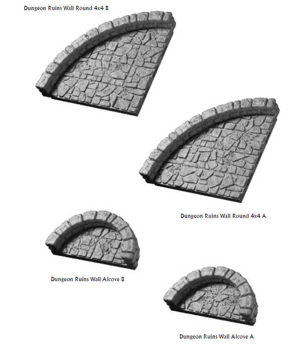 Dungeon Curved Walls - 28 mm / 1" - DragonLock - DND - Pathfinder - RPG - Dungeon & Dragons - Terrain - Fat Dragon Games