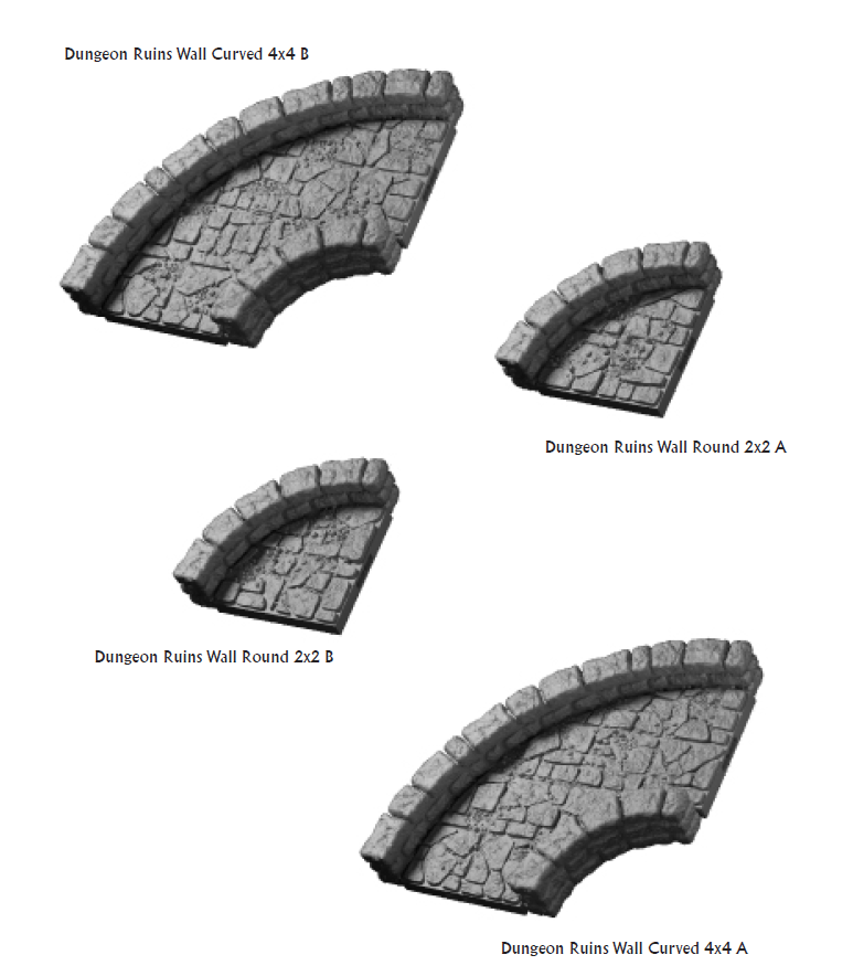 Dungeon Curved Walls - 28 mm / 1" - DragonLock - DND - Pathfinder - RPG - Dungeon & Dragons - Terrain - Fat Dragon Games