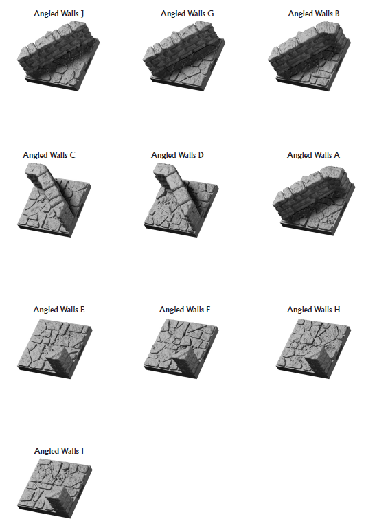 Lost Dungeon Angled Walls - 28 mm / 1" - DragonLock - DND - Pathfinder - RPG - Dungeon & Dragons - Terrain - Fat Dragon Games