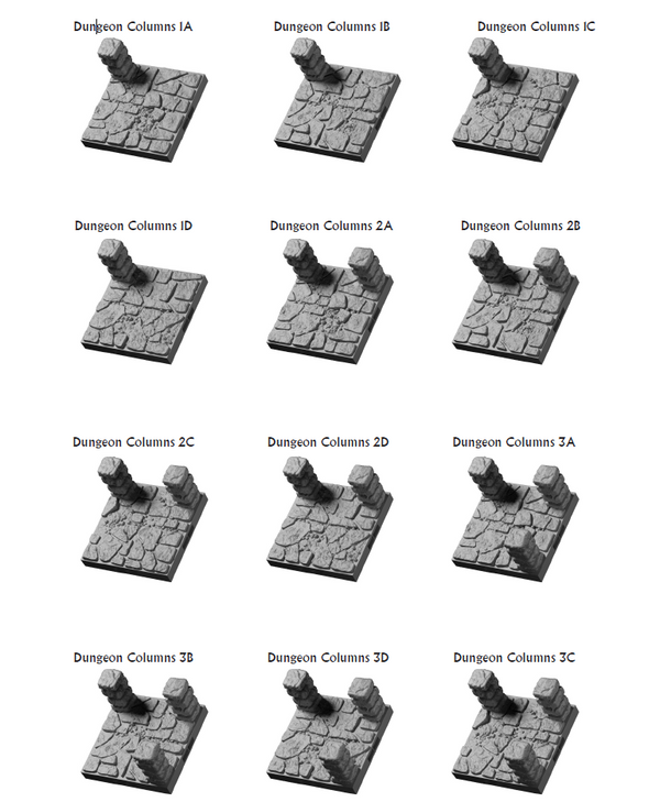 Lost Dungeon Columns - 28 mm / 1" - DragonLock - DND - Pathfinder - RPG - Dungeon & Dragons - Terrain - Fat Dragon Games