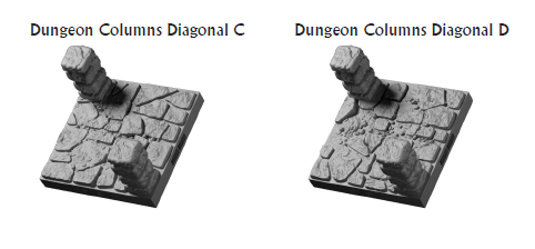 Lost Dungeon Columns - 28 mm / 1" - DragonLock - DND - Pathfinder - RPG - Dungeon & Dragons - Terrain - Fat Dragon Games