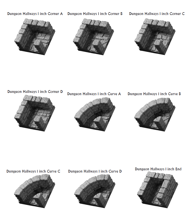 Lost Dungeon Hallways 1in - 28 mm / 1" - DragonLock - DND - Pathfinder - RPG - Dungeon & Dragons - Terrain - Fat Dragon Games