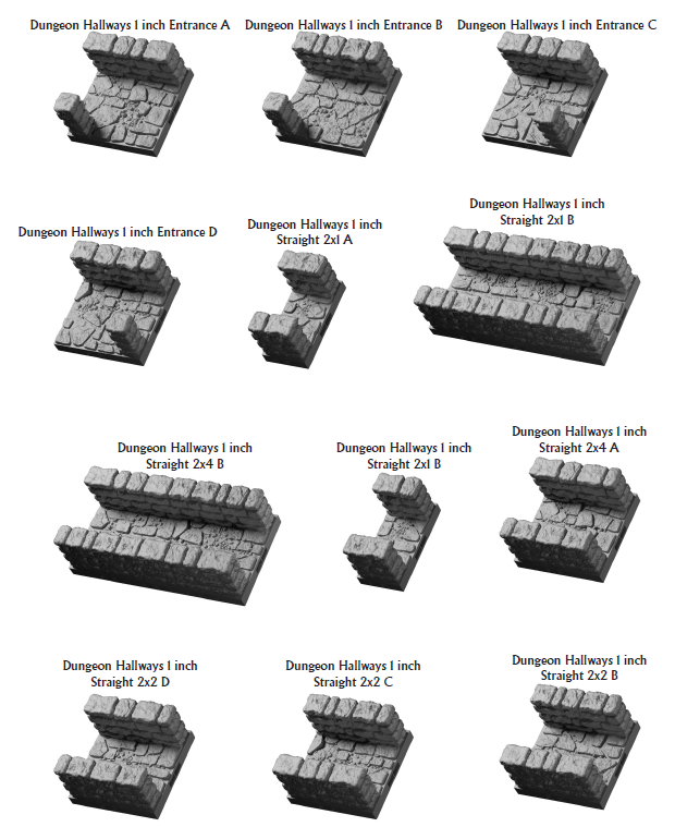 Lost Dungeon Hallways 1in - 28 mm / 1" - DragonLock - DND - Pathfinder - RPG - Dungeon & Dragons - Terrain - Fat Dragon Games