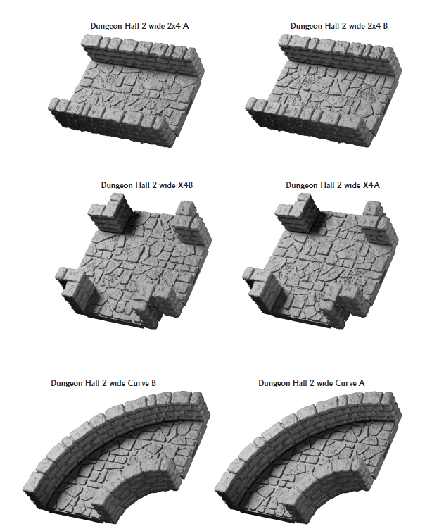 Lost Dungeon Hallways 2in - 28 mm / 1" - DragonLock - DND - Pathfinder - RPG - Dungeon & Dragons - Terrain - Fat Dragon Games