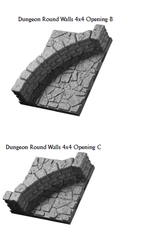 Lost Dungeon Round Walls - 28 mm / 1" - DragonLock - DND - Pathfinder - RPG - Dungeon & Dragons - Terrain - Fat Dragon Games