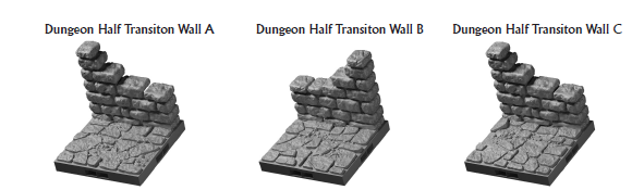 Lost Dungeon Transition Walls - 28 mm / 1" - DragonLock - DND - Pathfinder - RPG - Dungeon & Dragons - Terrain - Fat Dragon Games